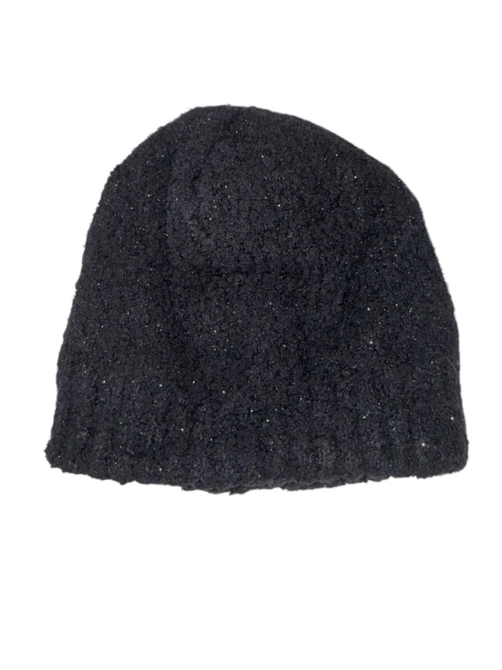 Black Glitter Knit Beanie Hat